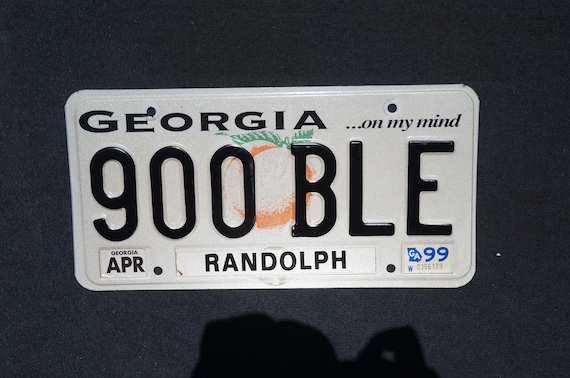 1999 Georgia on My Mind Peach License Plate RANDOLPH County # 900