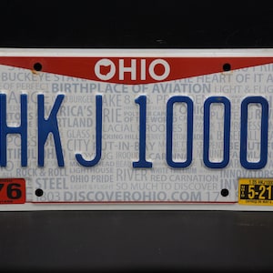 2021 Ohio License Plate # HKJ 1000