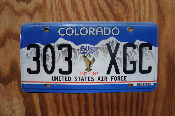 Colorado US AIR FORCE Blue Eagle License Plate - 50th Anniversary