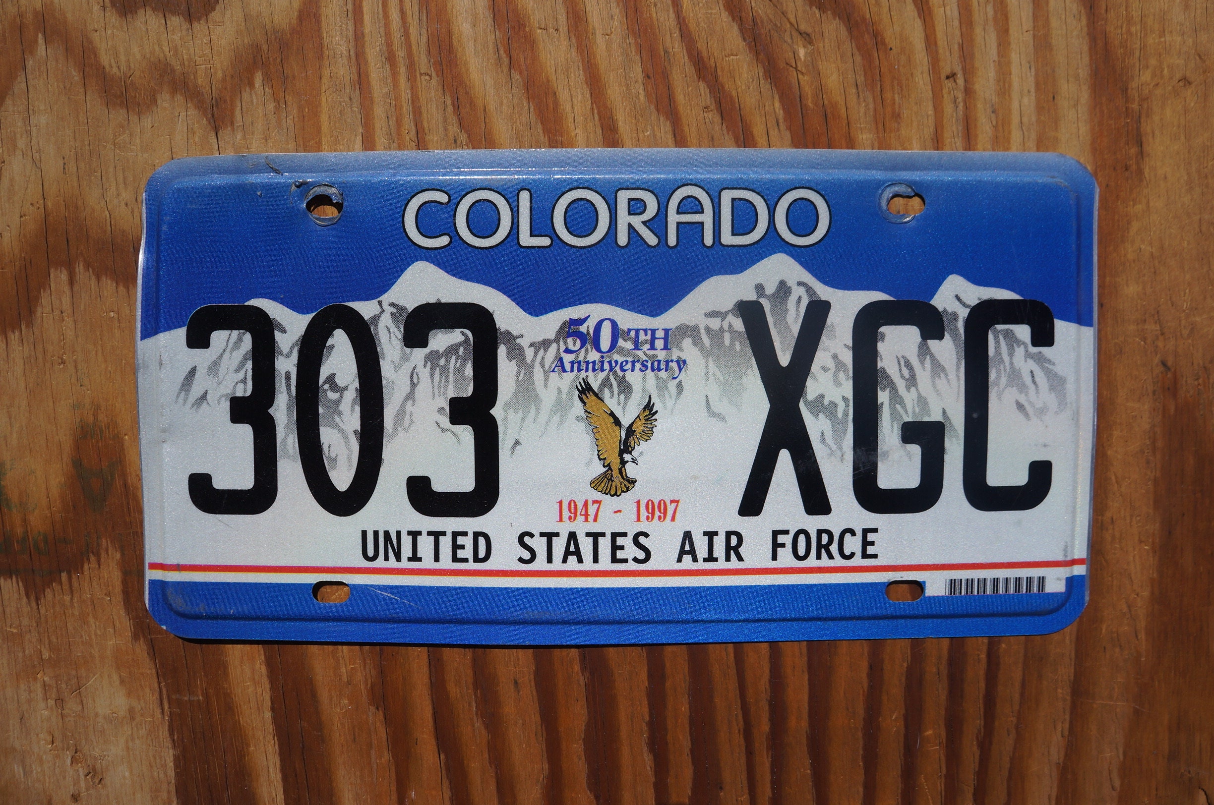 Colorado US AIR FORCE Blue Eagle License Plate - 50th Anniversary