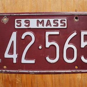 1959 Massachusetts Vintage License Plate