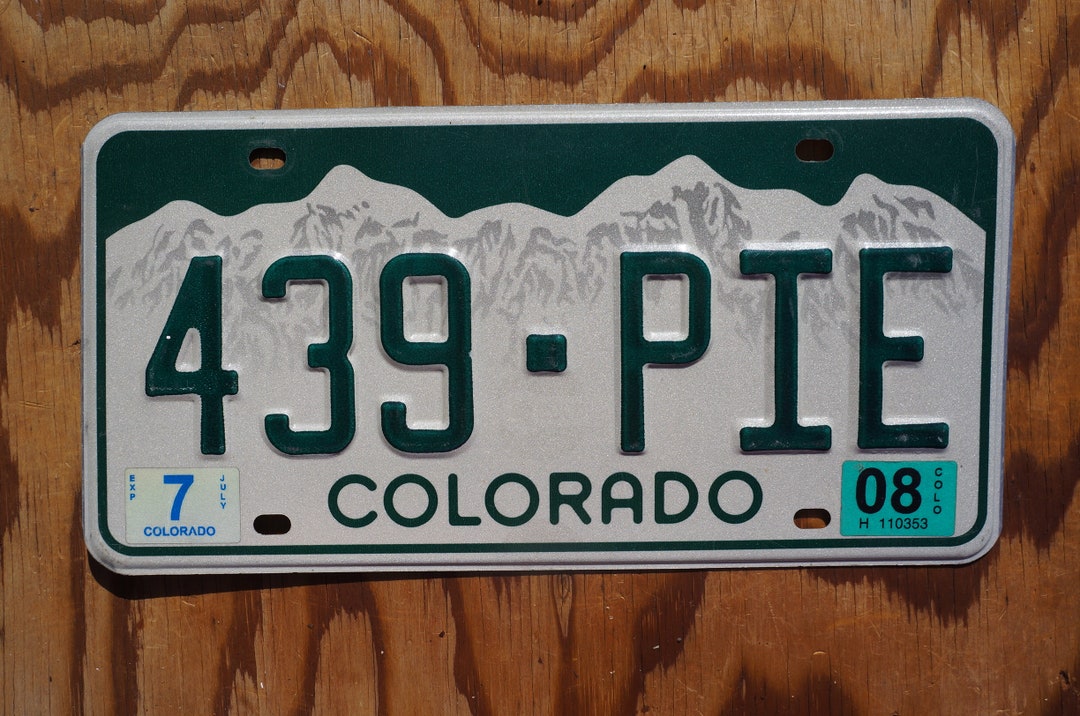 2008 Colorado SNOW MOUNTAINS License Plate # 439 - PIE - Etsy