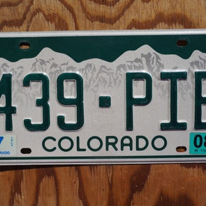 2008 Colorado SNOW MOUNTAINS License Plate # 439 - PIE