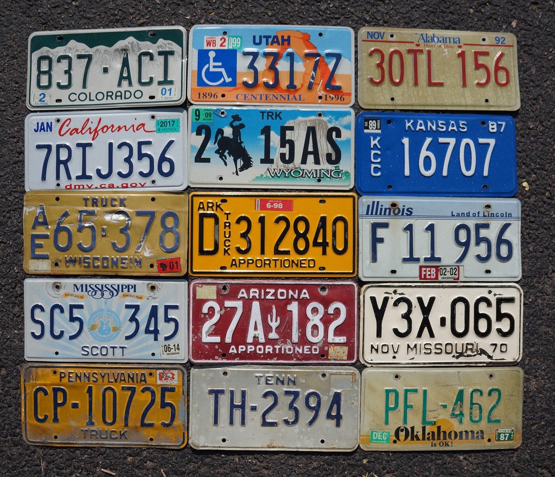 LOT of 15 License Plates 10 Different States USA Plate Tag Etsy