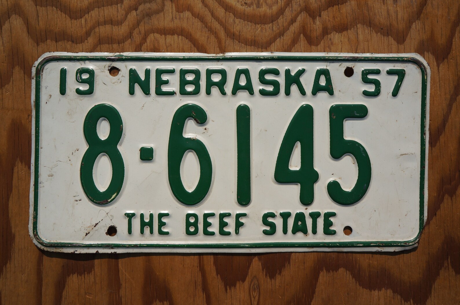 1957 Nebraska License Plate 8 6145 Etsy