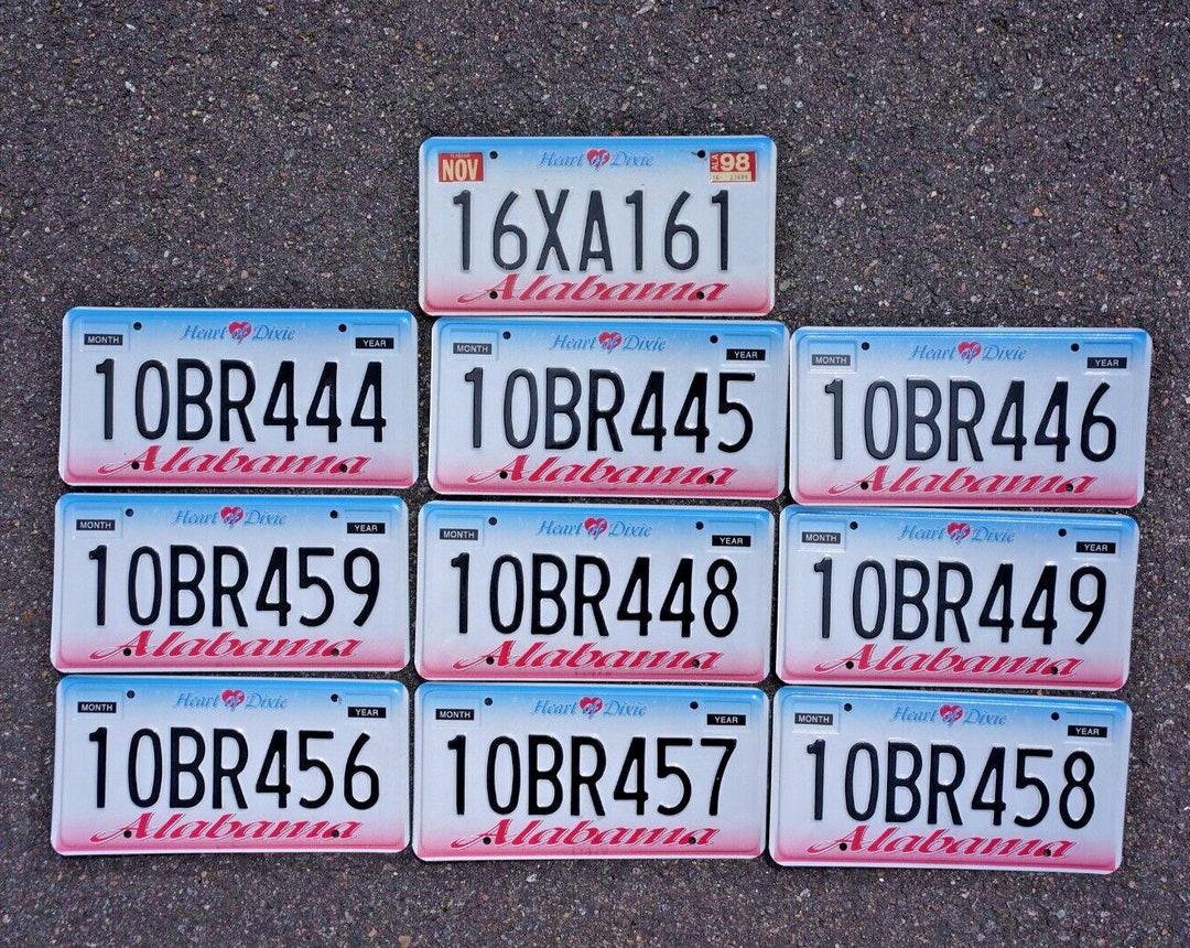 Alabama License Plates - Lot of 10 Colorful Embossed Tags - Etsy