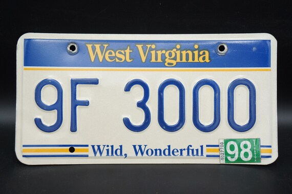 1998 West Virginia License Plate – #9F 3000 - Etsy