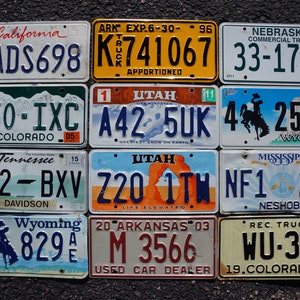 LOT of 12 License Plates 8 Different States USA Plate Tag Craft Condition Group