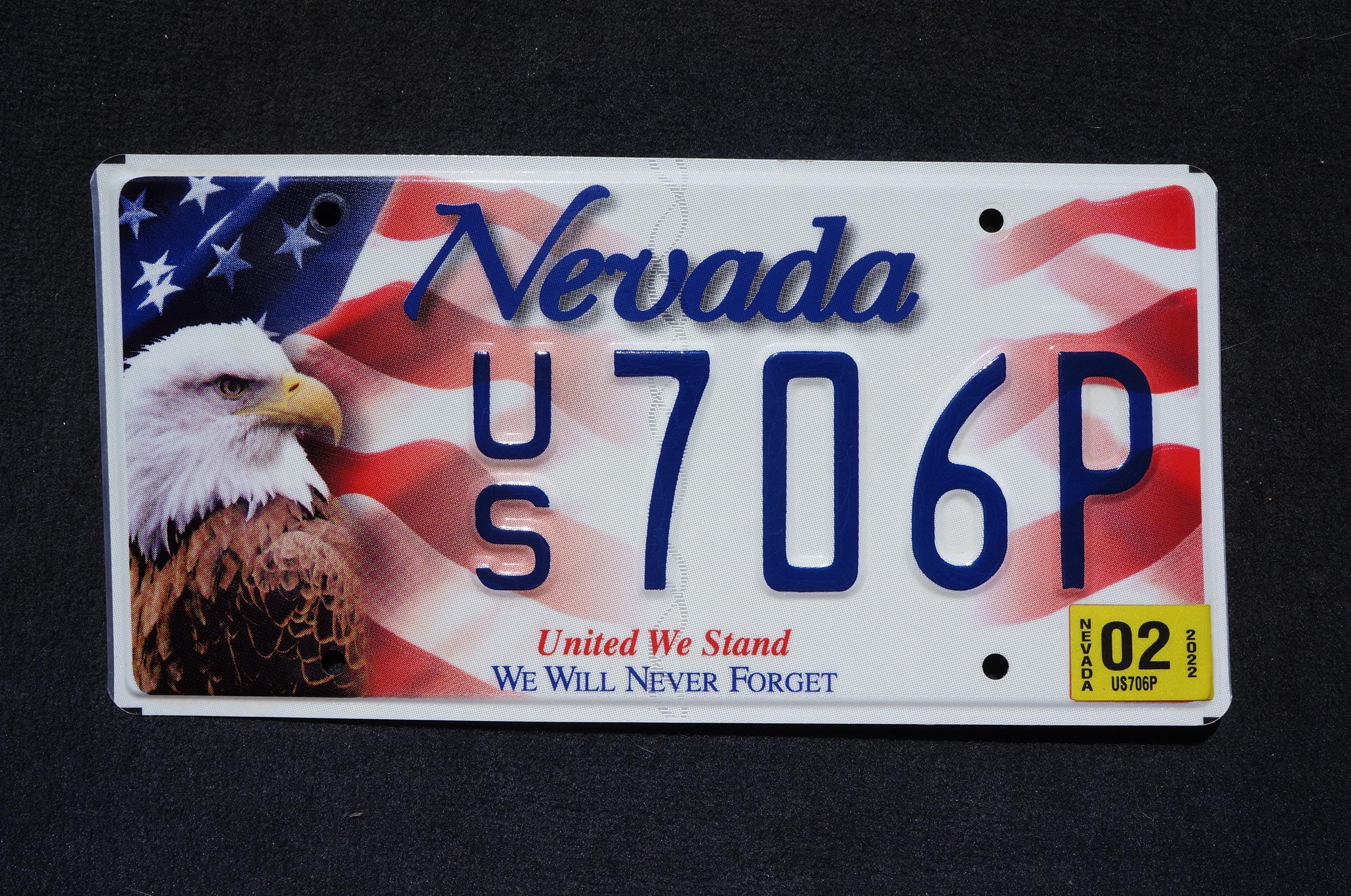 2022 Nevada License Plate: Eagle American Flag Graphic Plate Tag