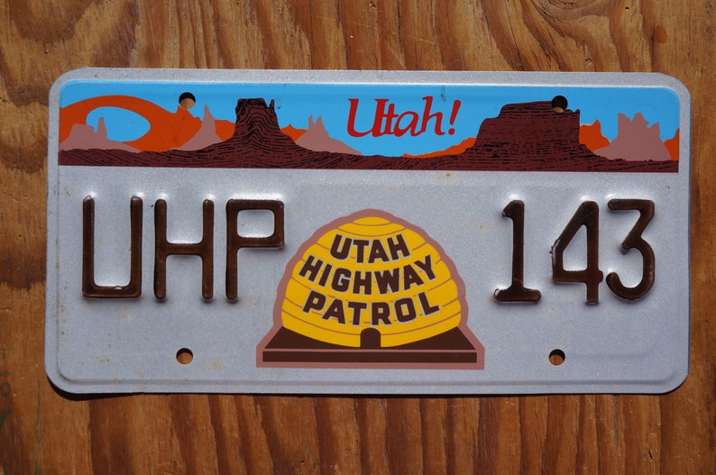143 Utah HIGHWAY PATROL Police License Plate UHP Car Parts