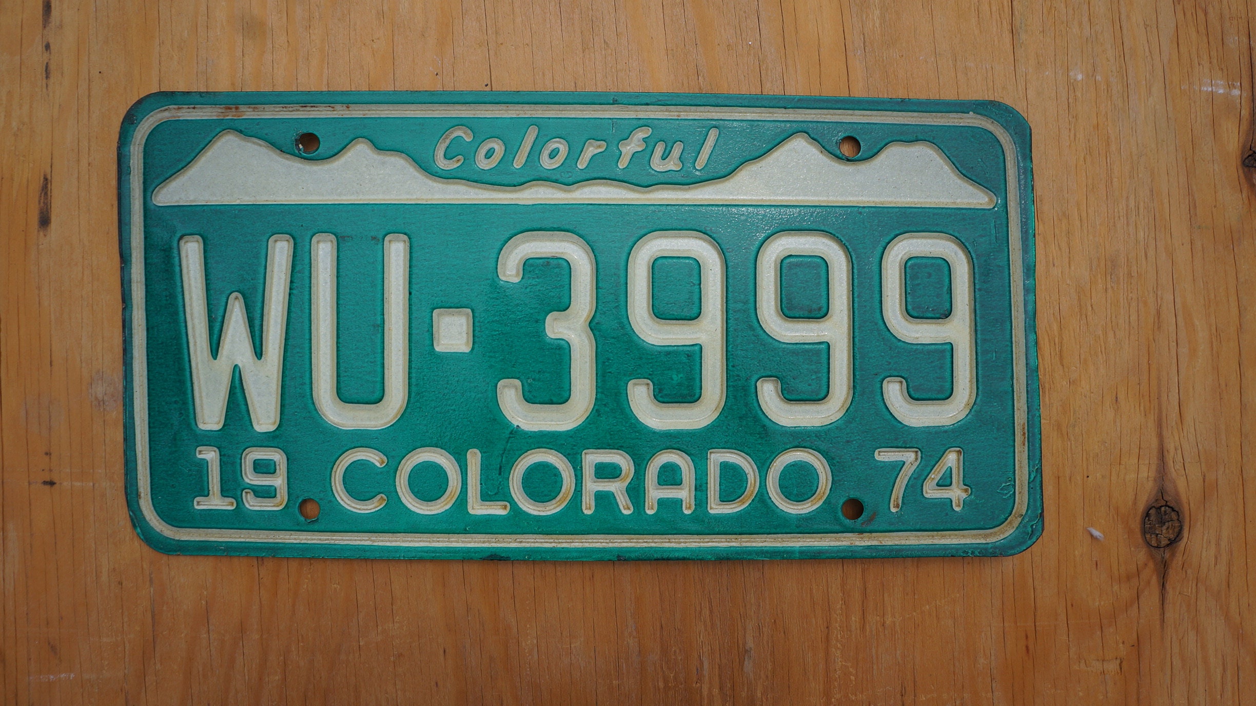 1974 Colorful Colorado Green License Plate Snow Mountains WU Etsy