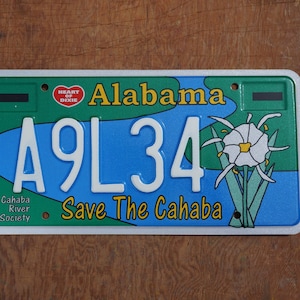Alabama SAVE THE CAHABA Flower Graphic License Plate