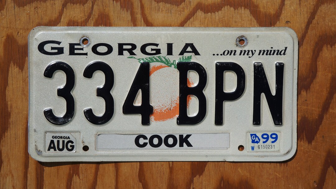 1999 Georgia Orange Peach License Plate COOK County on My Mind - Etsy