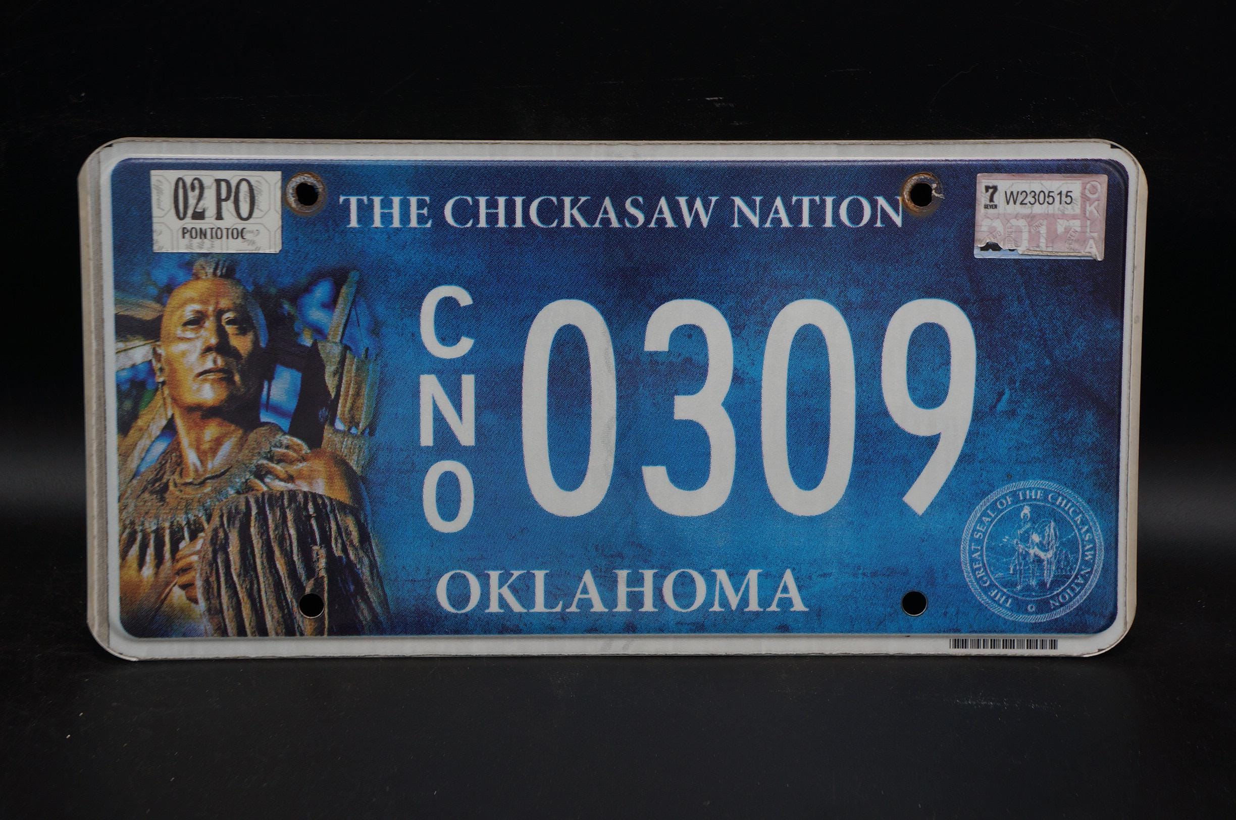 2002 Oklahoma License Plate - CHICKASAW NATION - Native American