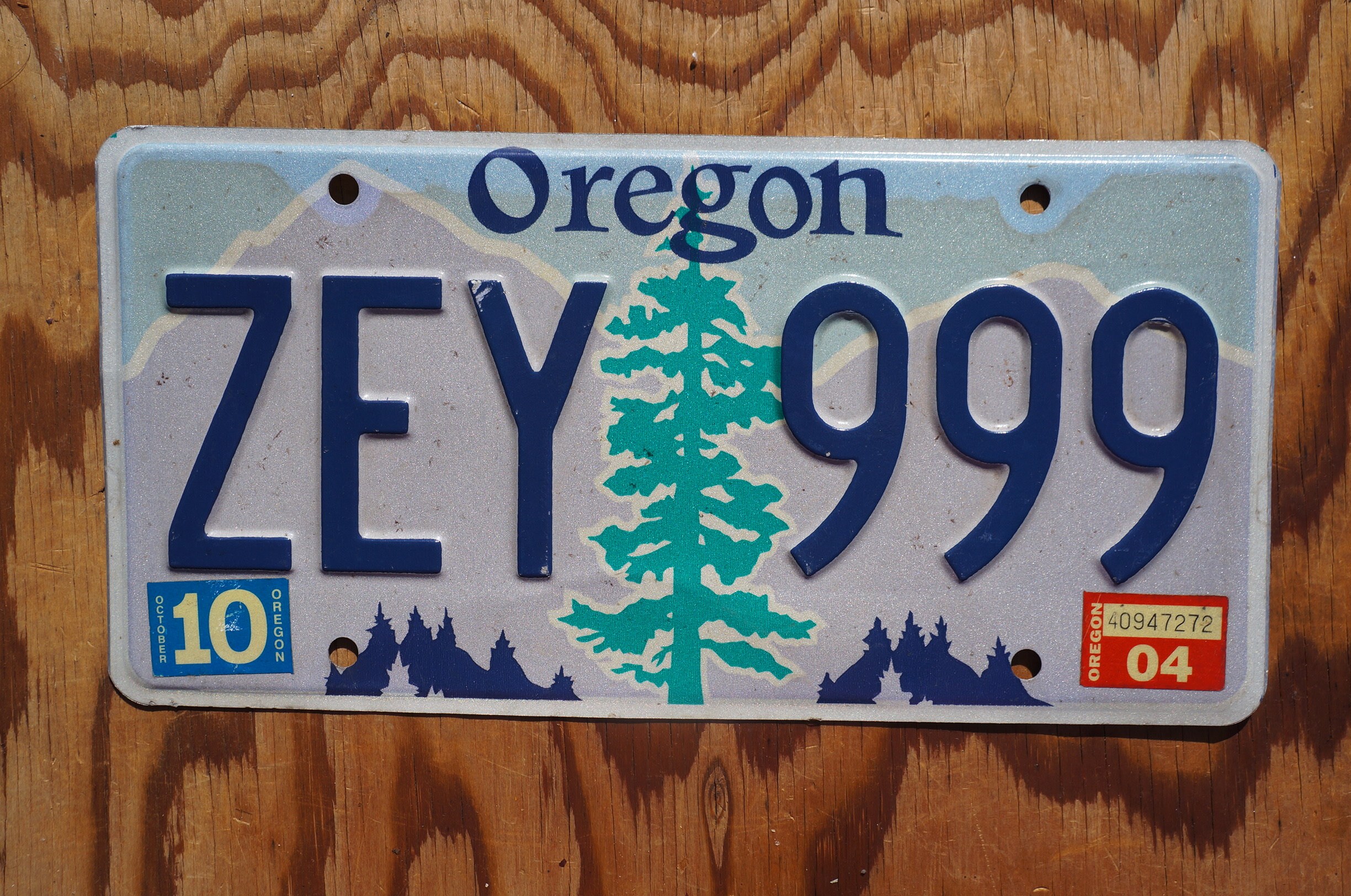 2004 Oregon License Plate # ZEY 999 - Etsy