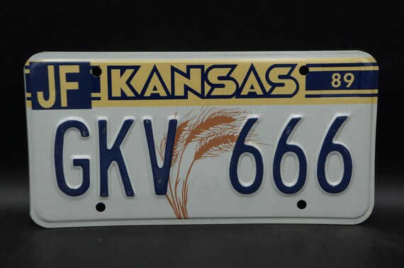 【ヴィンテージ】KANSAS’66 ナンバープレート 1989 Kansas WHEAT Vintage License Plate # GKV 666 - Etsy