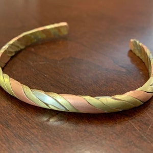Bracelet Tibétain Jonc - Laiton Tissé Tricolore - Fantaisie - Neuf Sans Emballage