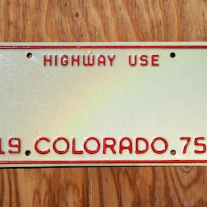 1975 Colorado HIGHWAY USE Blank Prototype License Plate