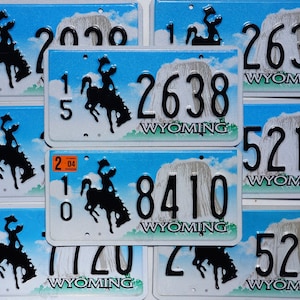 One or MORE Embossed WYOMING Cowboy & Horse PASSENGER License Plate Tags