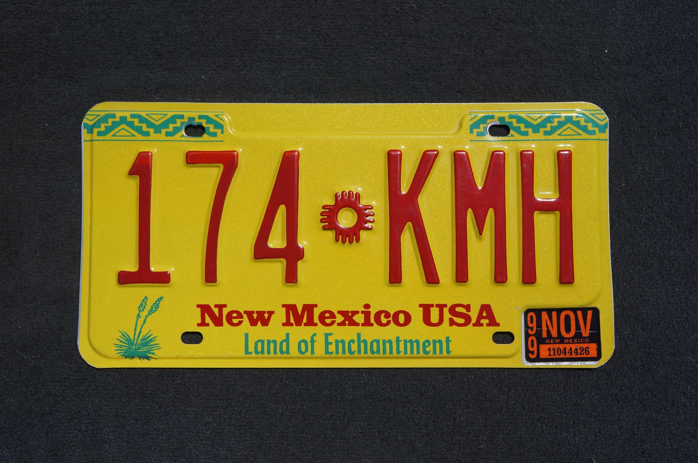 1999 New Mexico Yellow License Plate #174-KMH - Etsy