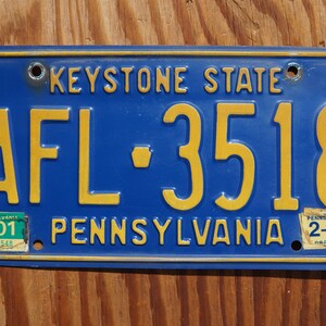 2001 2002 Pennsylvania KEYSTONE STATE Blue License Plate