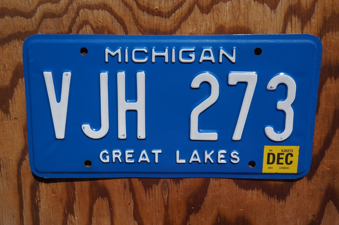 2002 Michigan Vintage Blue License Plate Great Lakes Etsy