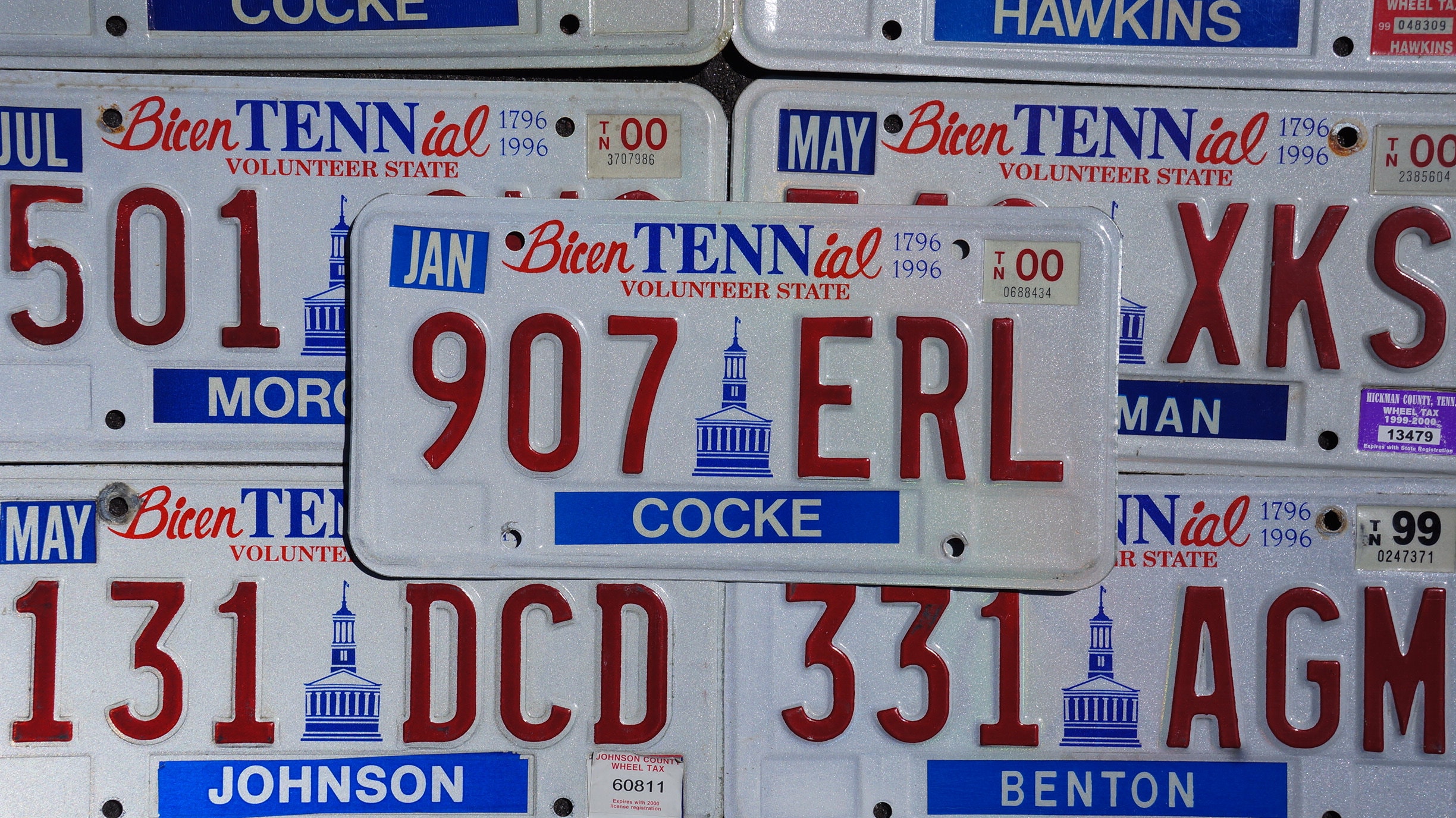 One or More - TENNESSEE BICENTENNIAL Embossed Vintage License