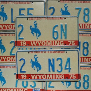 One or More 1975 1976 1977 WYOMING State BICENTENNIAL License Plate Tags