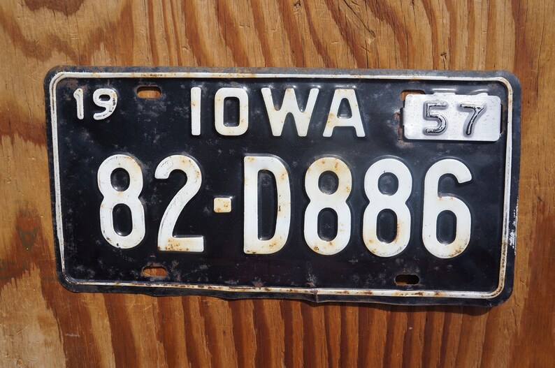 1956 1957 Iowa License Plate With Validation Tab Etsy