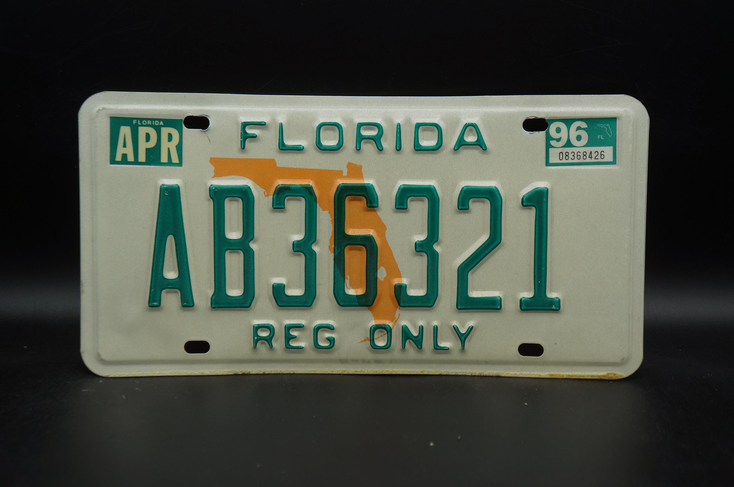 1996 Florida State Shape Vintage License Plate - REG ONLY - Etsy