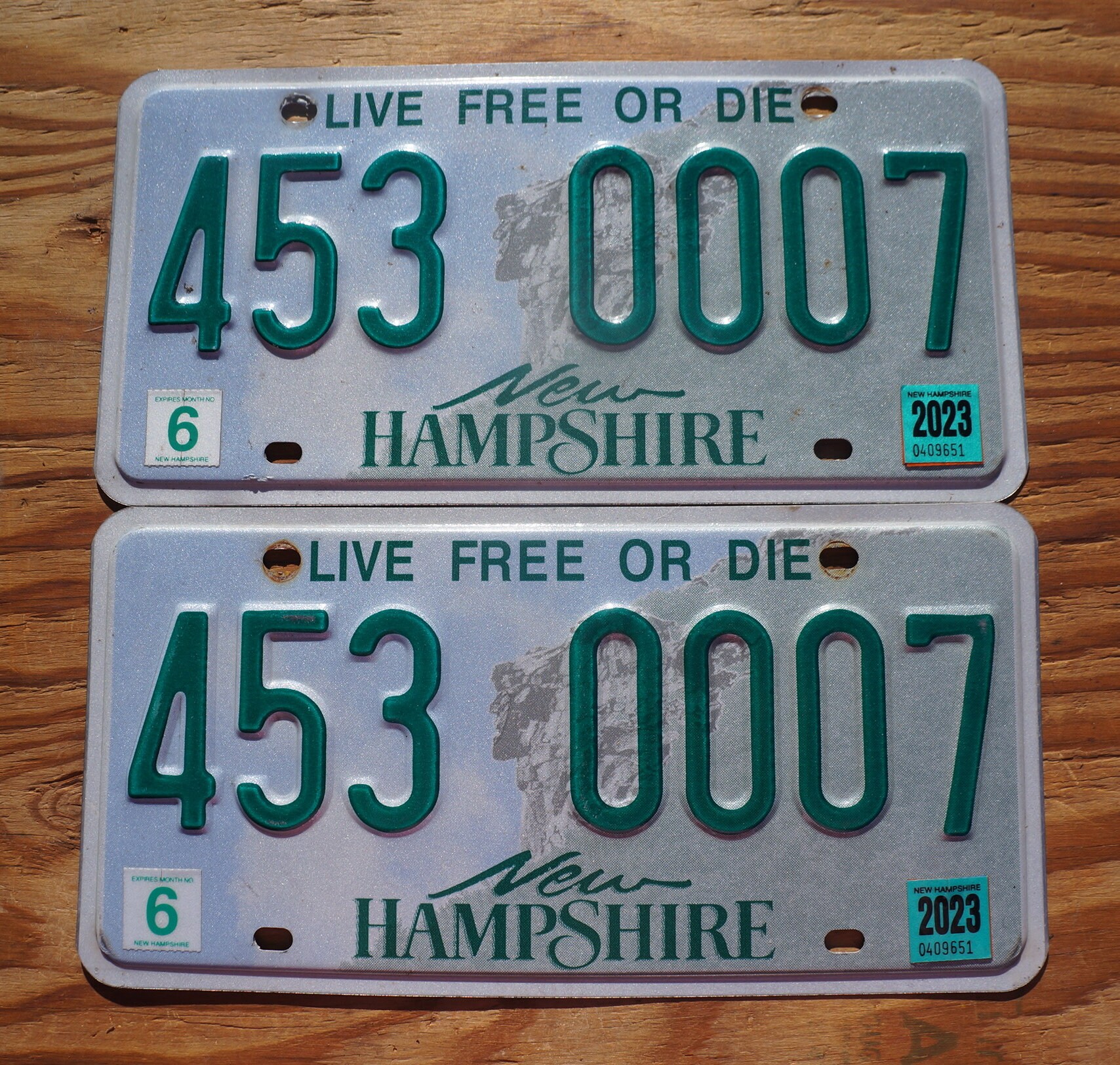 2023 New Hampshire License Plate SET PAIR 453 0007 Etsy Canada