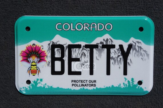 Expired Colorado Vanity MOTORCYCLE License Plate - BETTY
