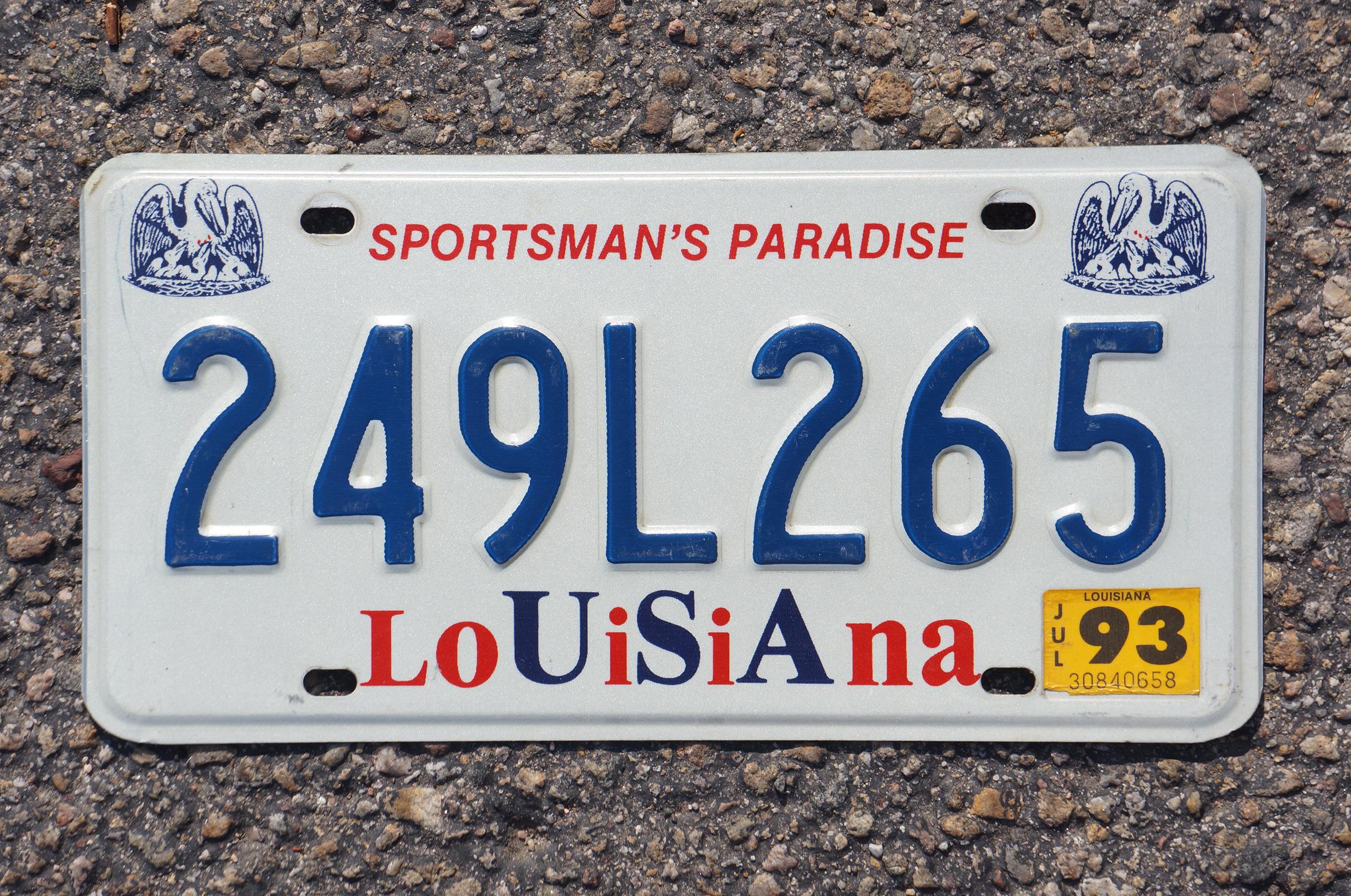 1993 Louisiana PELICAN Vintage License Plate Sportsman's Paradise