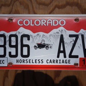 2019 Colorado HORSELESS CARRIAGE Red License Plate