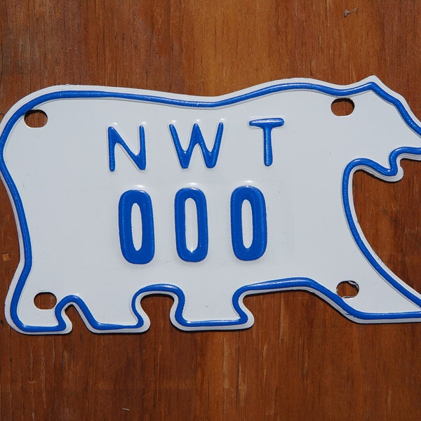 SAMPLE MOTORCYCLE NWT Northwest Territories Canada Polar Bear License Plate - Explore Canada's Arctic - Excellent Condition