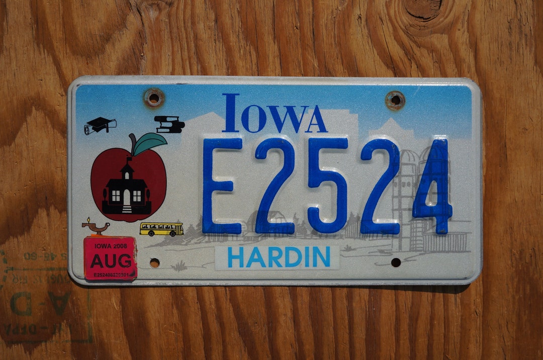 2008 Iowa License Plate Hardin County APPLE EDUCATION SCHOOL Bus Etsy