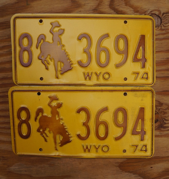 1974 Wyoming Cowboy Horse License Plate Pair - Unused Original - Etsy