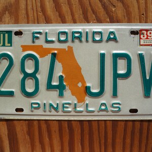 1989 Florida State Shape Vintage License Plate