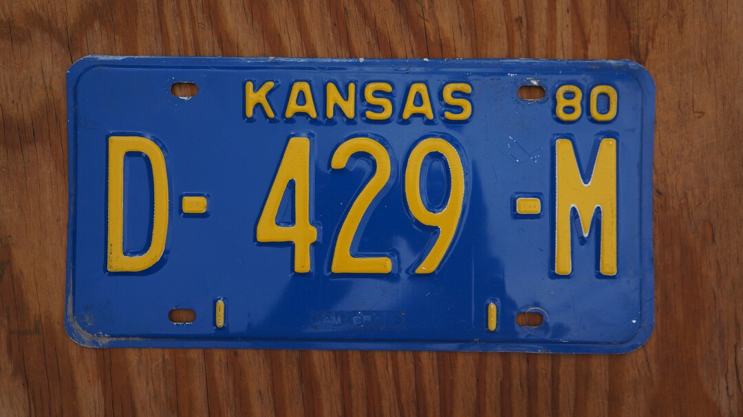 1980 Kansas DEALER Vintage Blue License Plate D 429 M Etsy