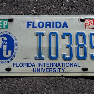 1993 Florida International University  FIU License Plate
