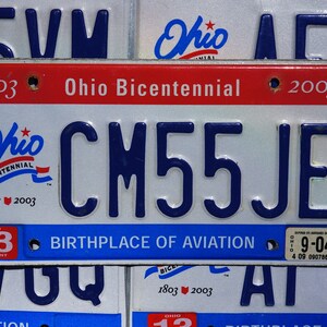 One or More - 2003 Ohio BICENTENNIAL License Plate - Red White Blue - Good Condition