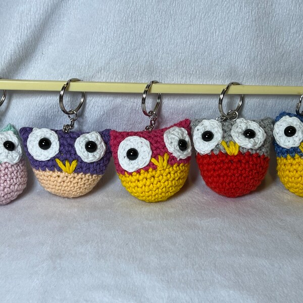 Crochet Owl Keychain Etsy UK