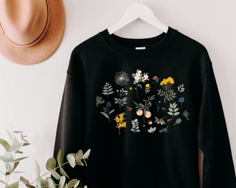 Autumn Crewneck Cottagecore Sweater Cottagecore Clothes Botanical Shirt Wildflower Shirt Botanical Sweater Fall Crewnecks Aesthetic Crewneck