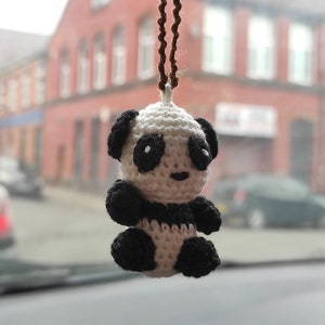 Panda car accessories, Mirror hanging, Panda charm, crochet car accessories, Amigurumi accessory, Panda plushie, panda lovers gift