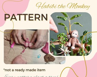 Monkey Crochet Pattern by Humayra, Habibi the Monkey PDF instant download, Amigurumi pattern, monkey plushie, monkey gift, Keychain