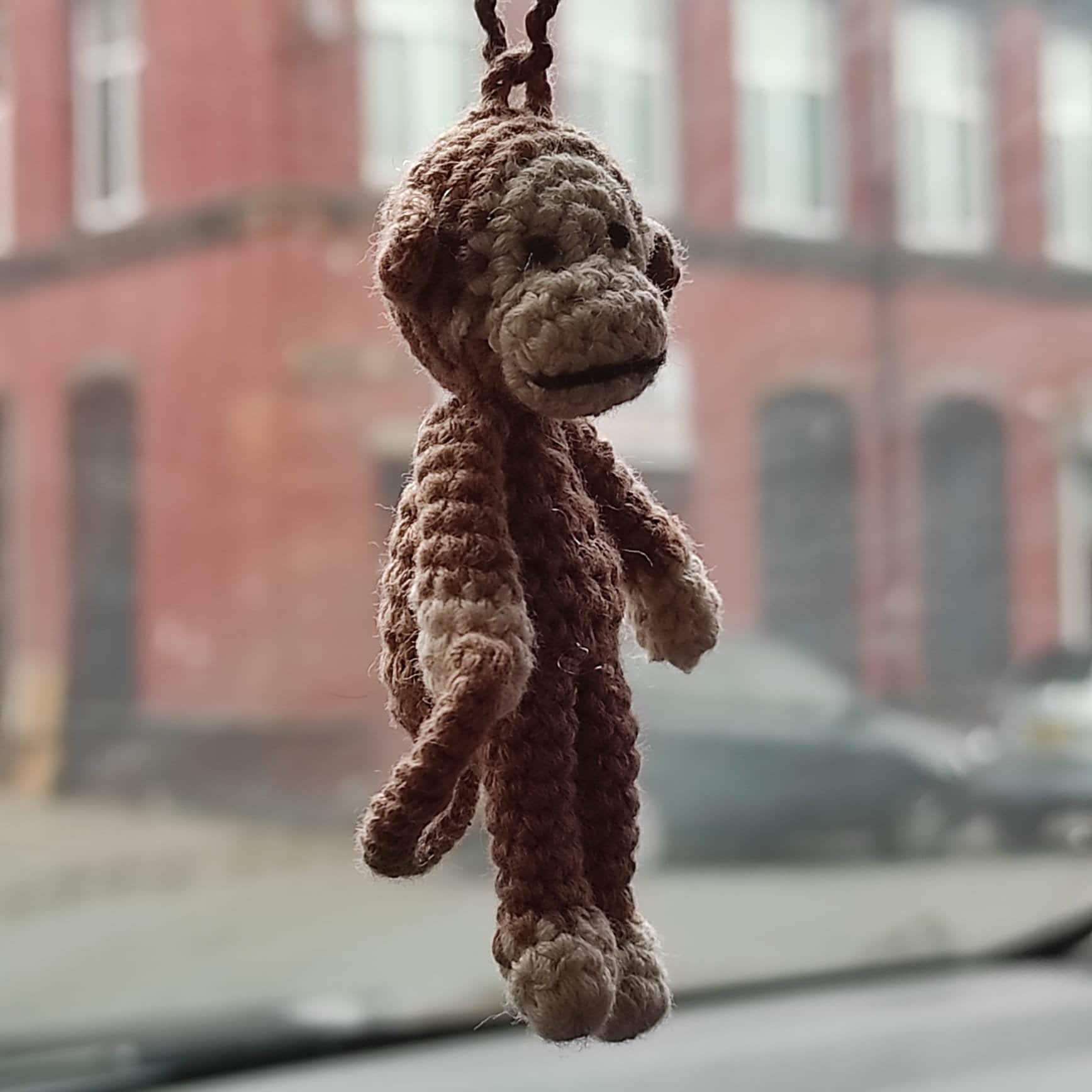 Monkey Car Accessories, Mirror Hanging, Monkey Charm, Crochet Car
