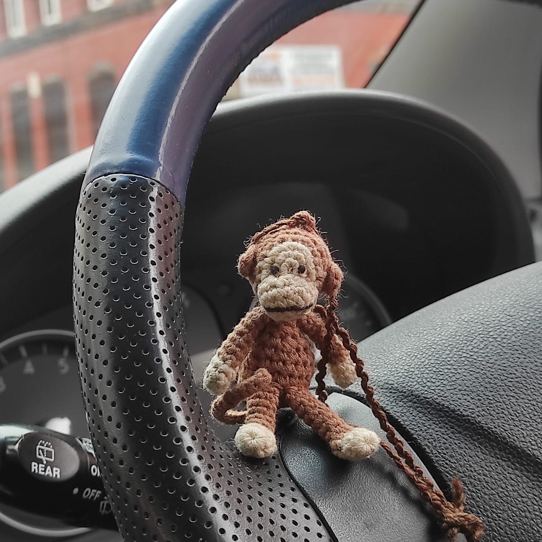 Monkey Car Accessories, Mirror Hanging, Monkey Charm, Crochet Car