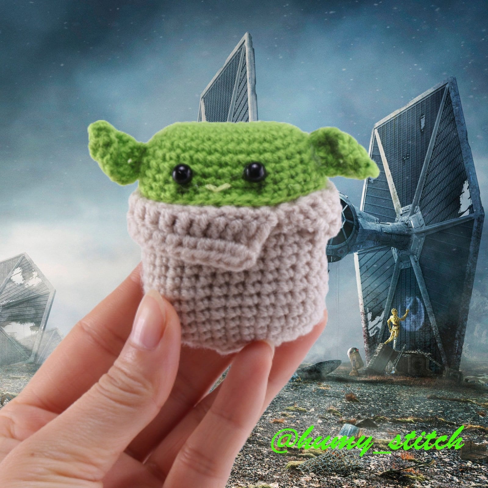 Crochet BABY YODA Case, Grogu Mandalorian, Handmade Crochet AirPod