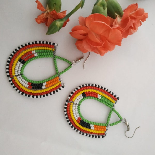 Maasai beaded earrings, Handmade earrings, African earrings, African Maasai Zulu style earrings
