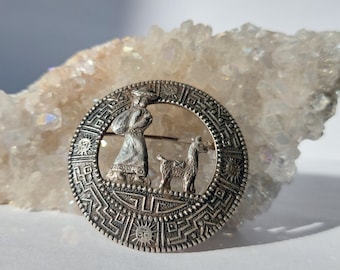 800 broche vintage de plata Nativo Americano Llama Perú Hippie Boho Bohemio Navajo joyería india regalo